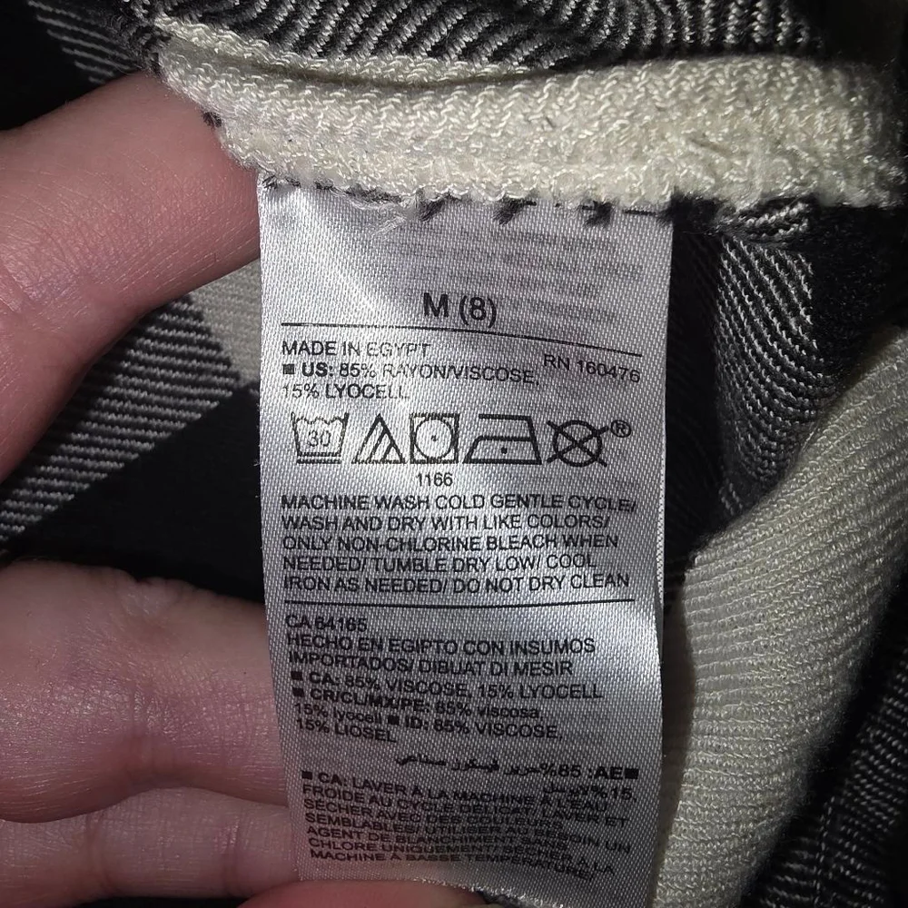 Old Navy Girls Plaid Button Down Shirt Black White M